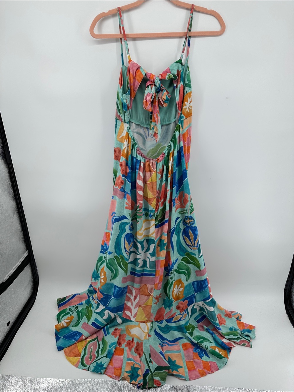 Paper Heart EuroSummer ResortWear Citrus Colorful Abstract Floral Maxi Dress SzL - Picture 5 of 11